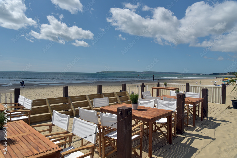 Cafe on beach at Bournemouth, Dorset