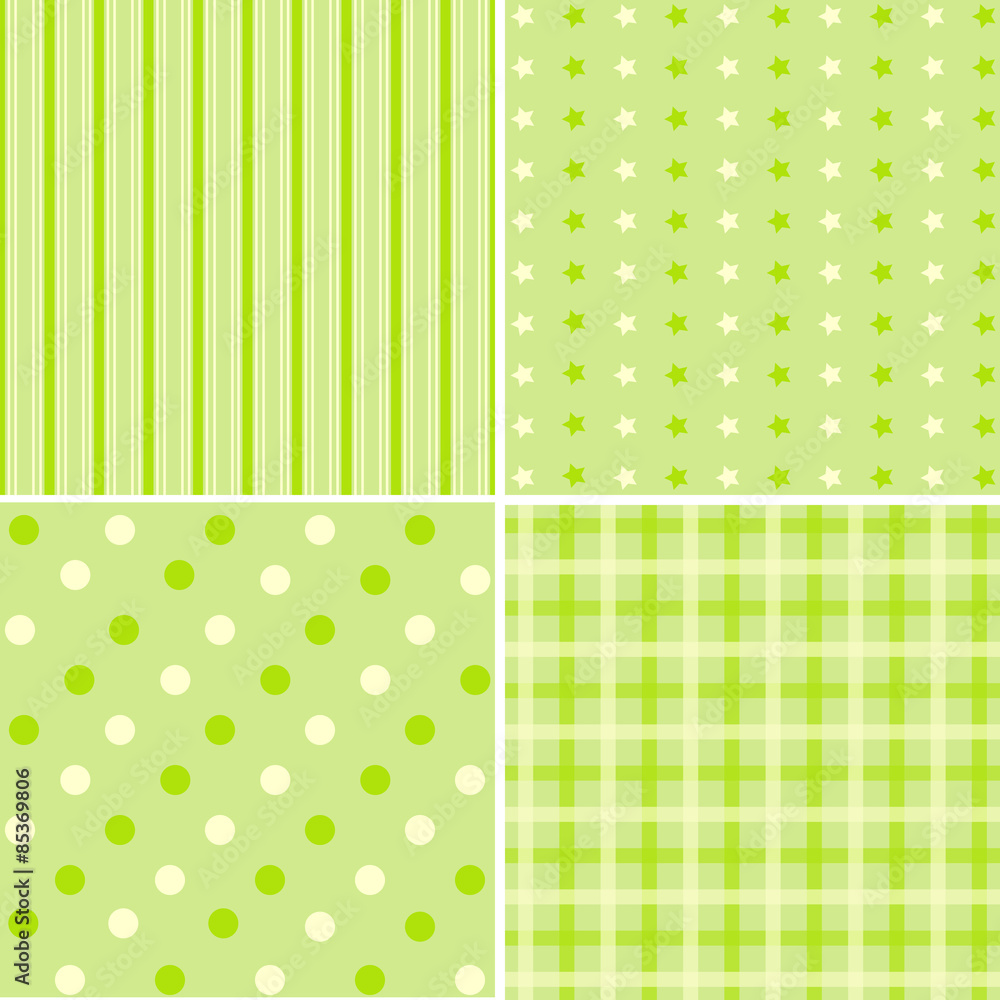 Set of 4 green cute background patterns Set of 4 green cute background patterns