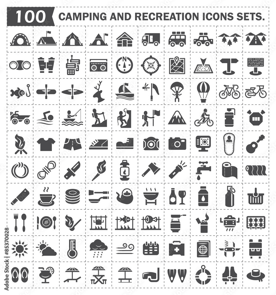Fotografia Camping, recreation vector icon