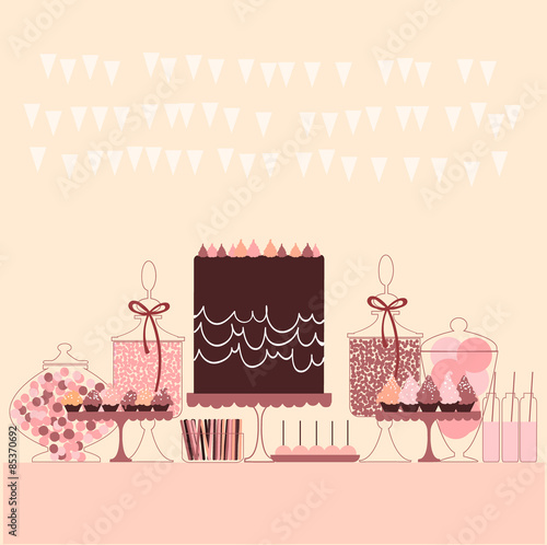 Candy Pink Buffet . Birthday dessert bar.