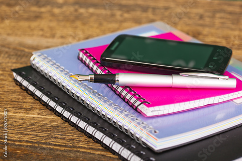 Wallpaper Mural Back to school - blackboard with pencil-box and school equipment on table Torontodigital.ca