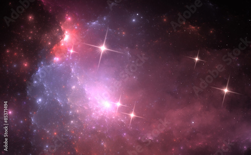 Fototapeta Naklejka Na Ścianę i Meble -  Space background with purple nebula and stars