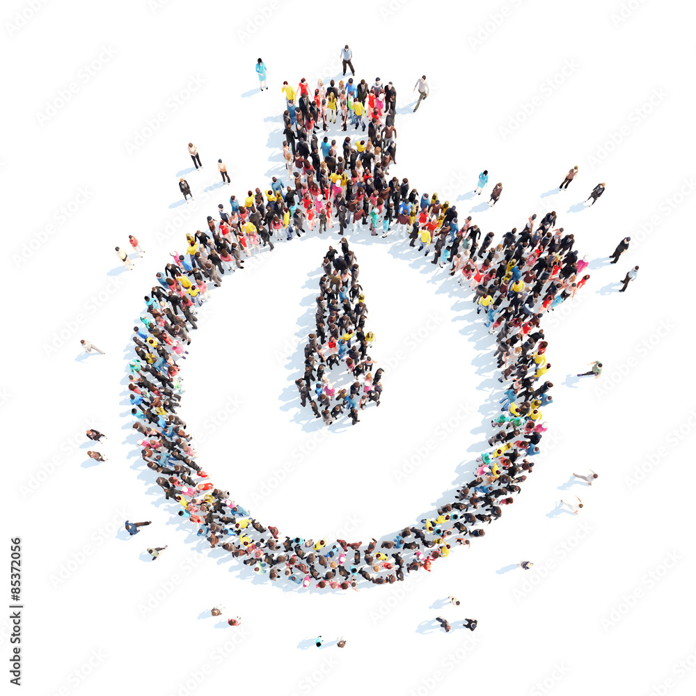 people in the shape of a stopwatch. people in the shape of a stopwatch.