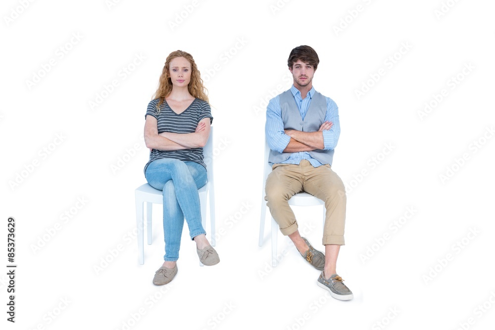 Angry couple not talking after argument