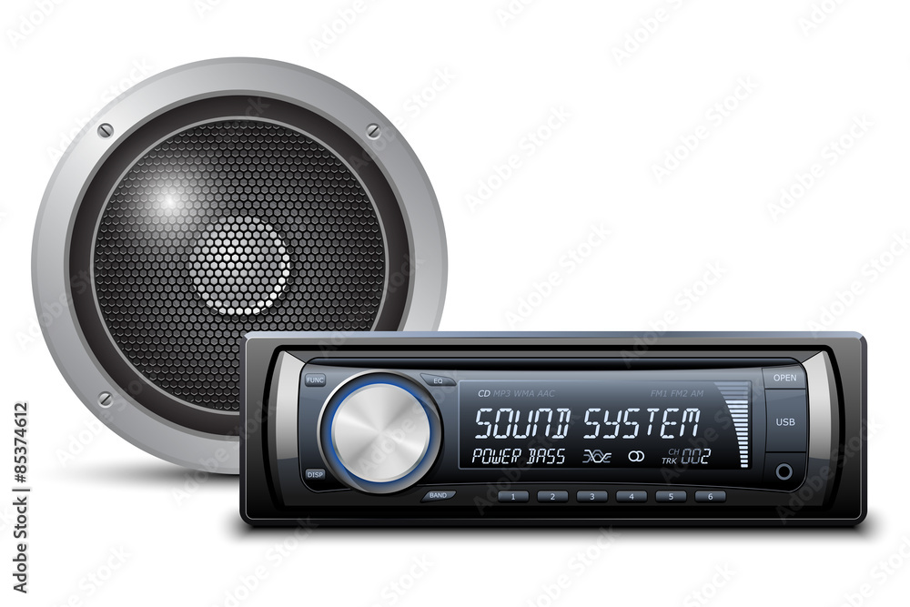 Fototapeta premium Car audio with speaker