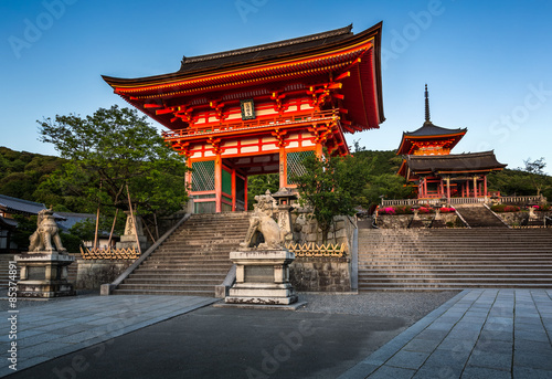 Gates of Kiyomizu-dera Temple Illumineted at Sunset  Kyoto  Japa