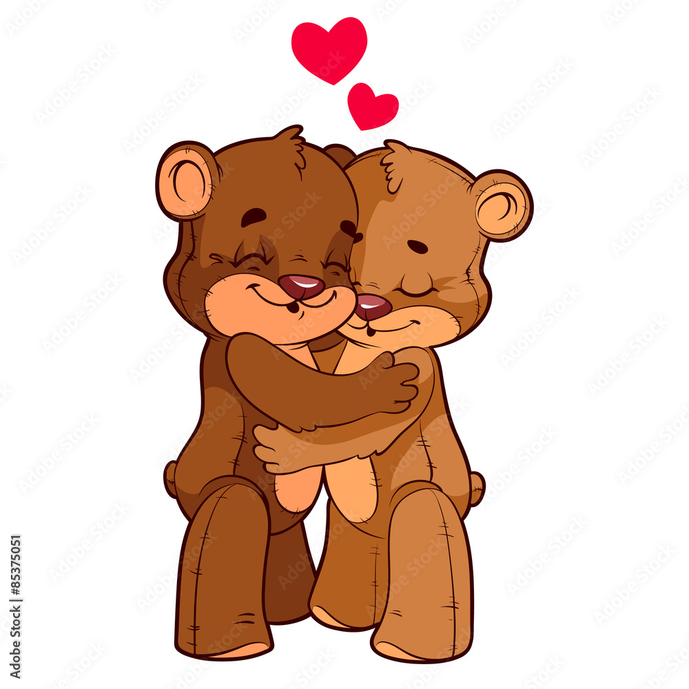 Fototapeta premium Two cute teddy bears in love