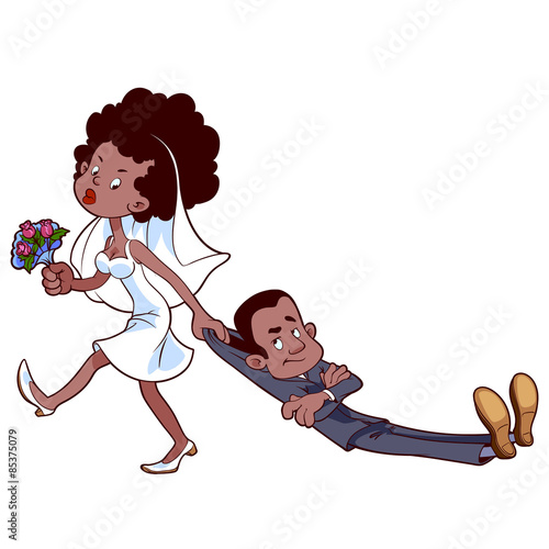 Angry bride drags the groom  to get married