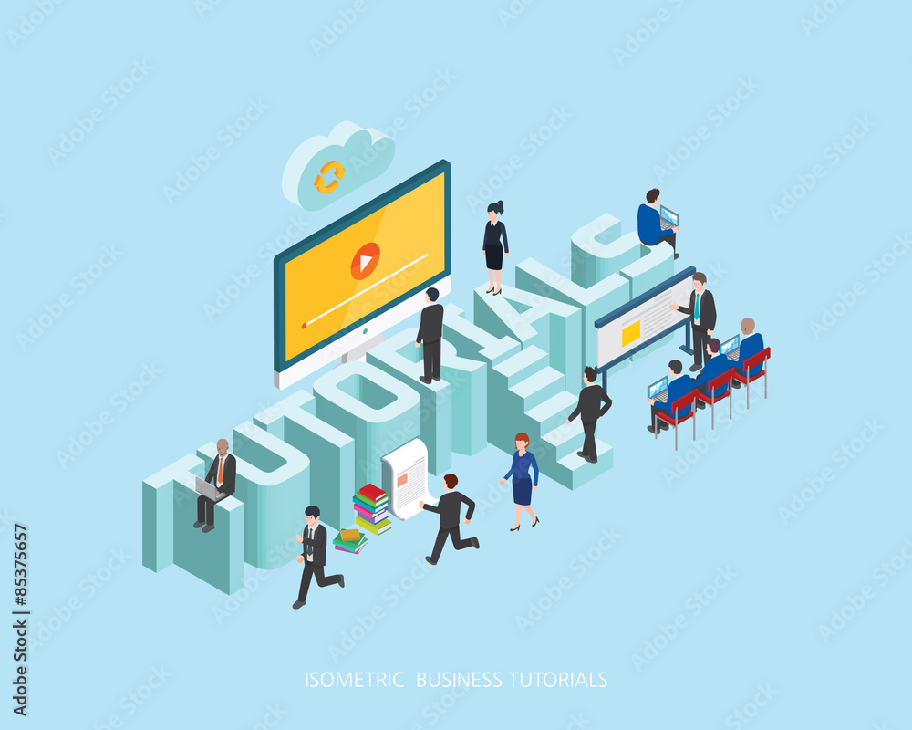 Flat 3d isometric vector illustration tutorials concept design ...