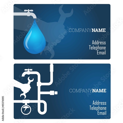 Plumbing repair business card, vector