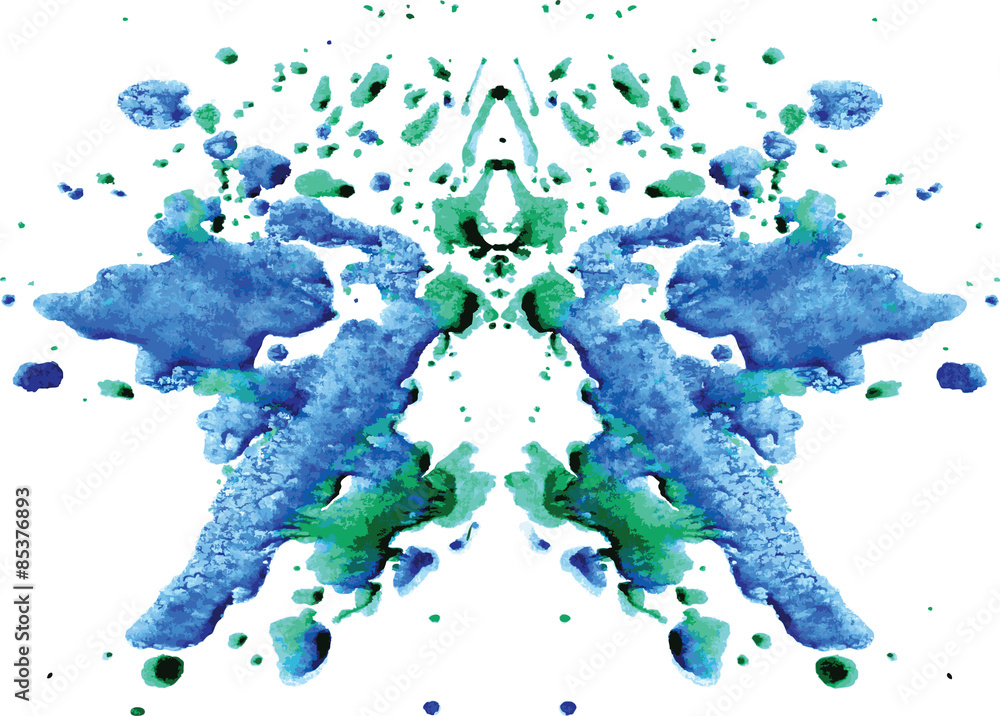 Obraz premium watercolor symmetrical Rorschach blot on a white background