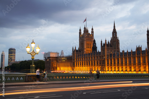 LONDON, UK - July 21, 2014:  London sunset. Big Ben, houses of Parliament 