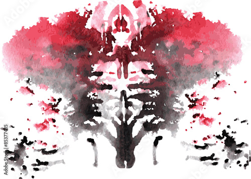 watercolor symmetrical Rorschach blot on a white background