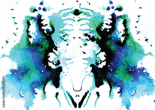 watercolor symmetrical Rorschach blot on a white background