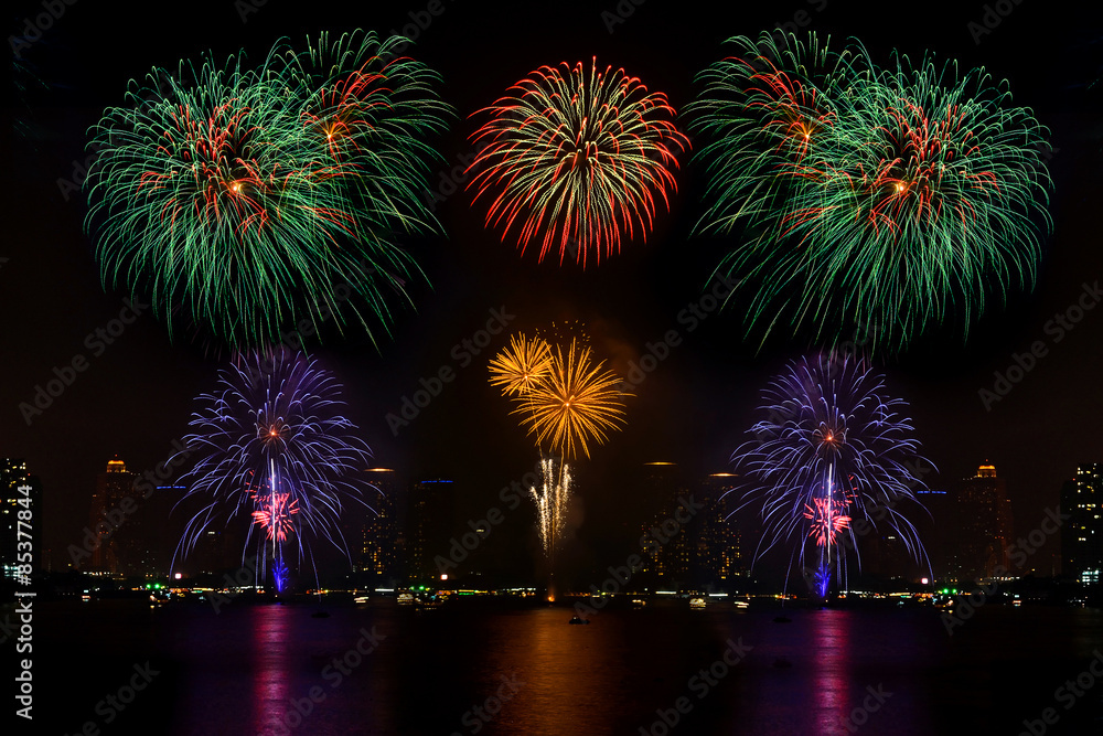 Beautiful firework display for celebration night Beautiful firework display for celebration night