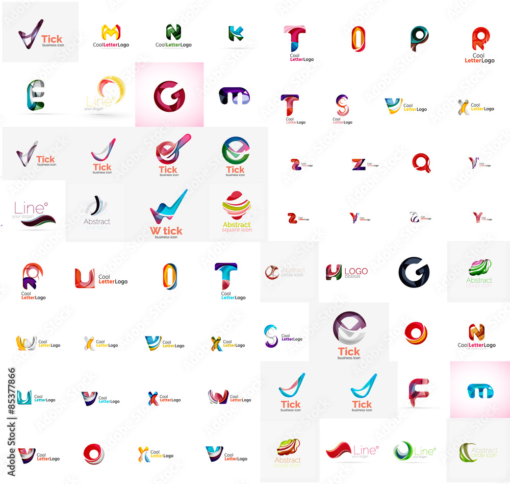 Fototapeta premium Vector abstract company logo mega collection, type letters and