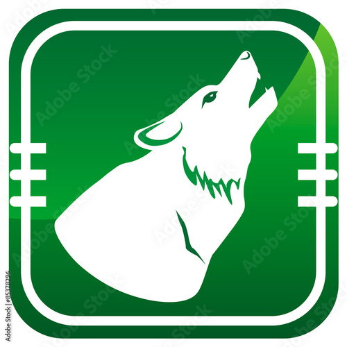 Green icon wolf howling at the moon