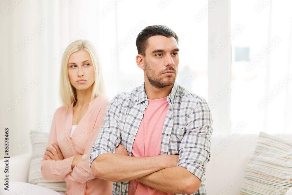 unhappy couple having argument at home unhappy couple having argument at home