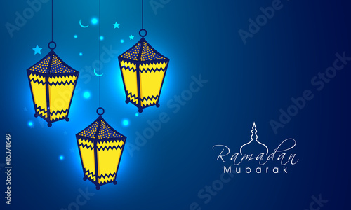 Ramadan Kareem celebration with arabic lamps.
