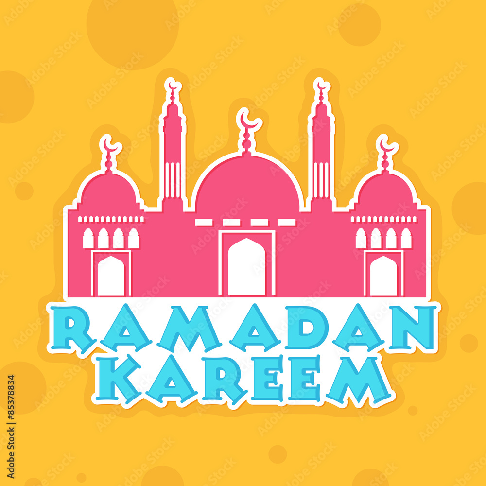 Ramadan Kareem celebration with islamic mosque.