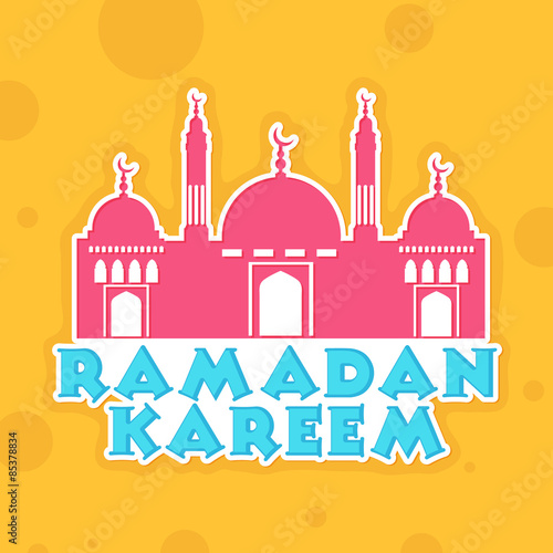 Ramadan Kareem celebration with islamic mosque.