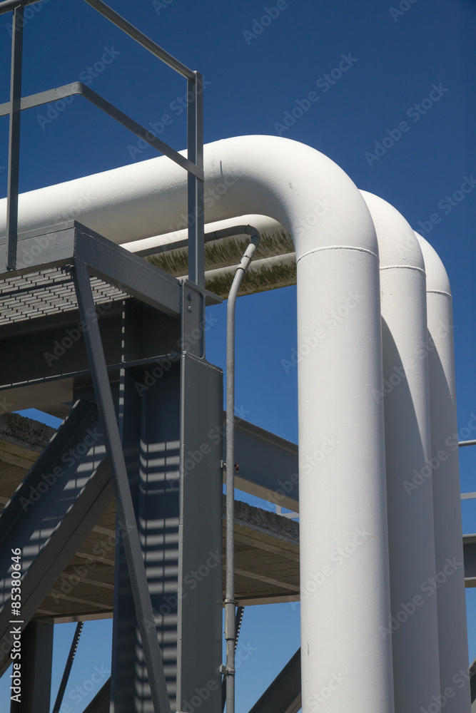 White oil pipes with metal gray structure White oil pipes with metal gray structure