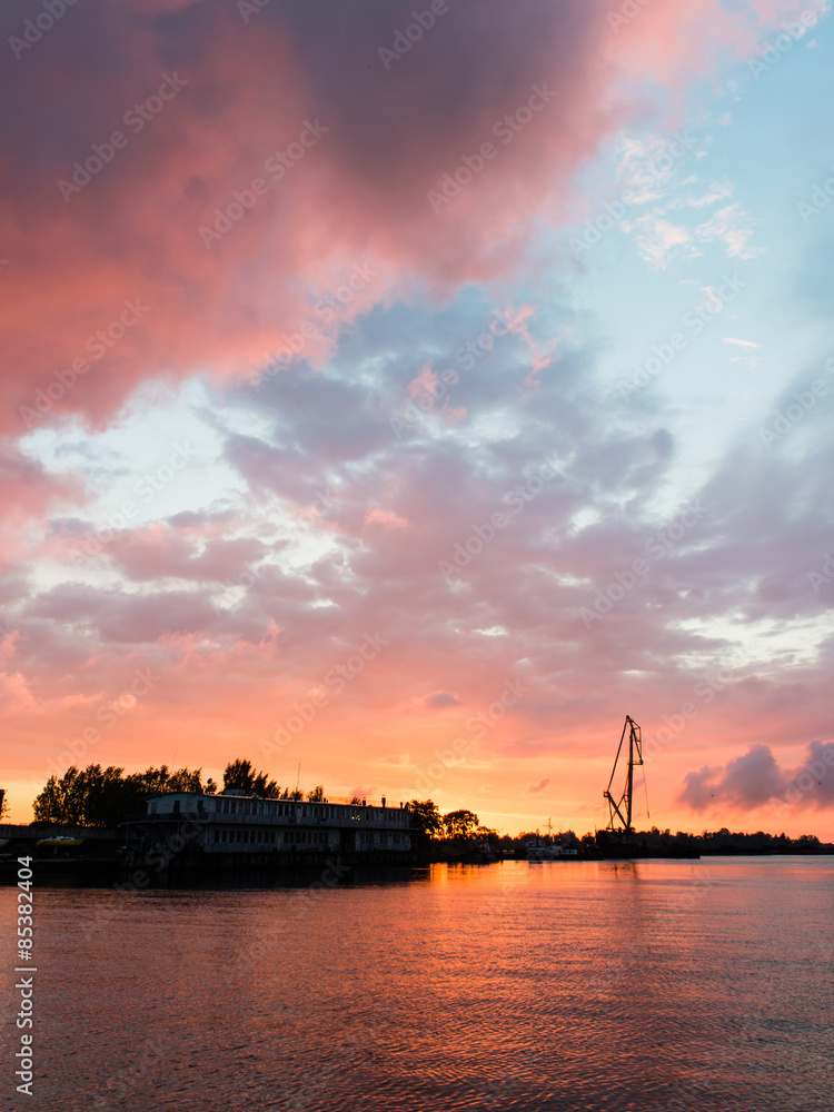 reddish sunset over port reddish sunset over port