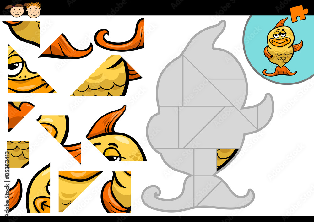 Fototapeta premium cartoon fish jigsaw puzzle game