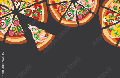 Vector pizza background with copyspace for text