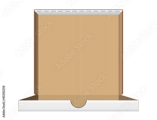 Open pizza box front view vector illustration