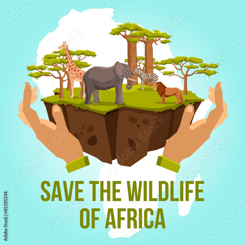 Save the wildlife of Africa concept