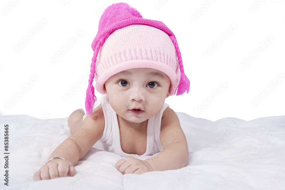 Funny baby boy with hat look at camera Funny baby boy with hat look at camera