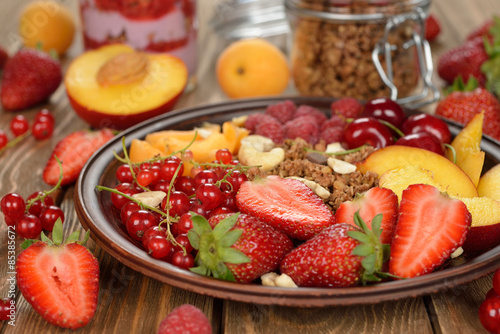 Granola with berries and fruit