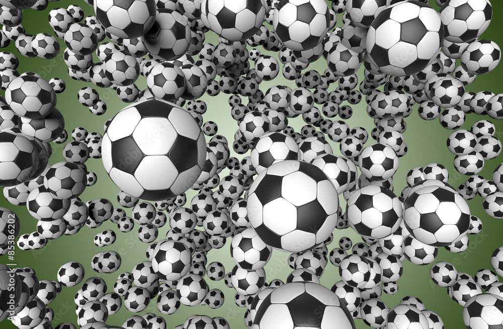 Fototapeta premium lot of soccer balls isolated on a back gound