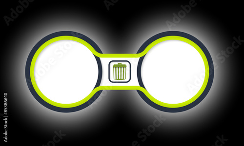 Two colored circular frames for your text and trashcan