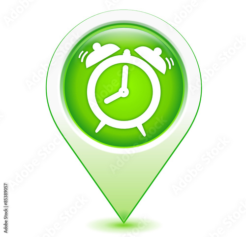 réveil sur marqueur géolocalisation vert