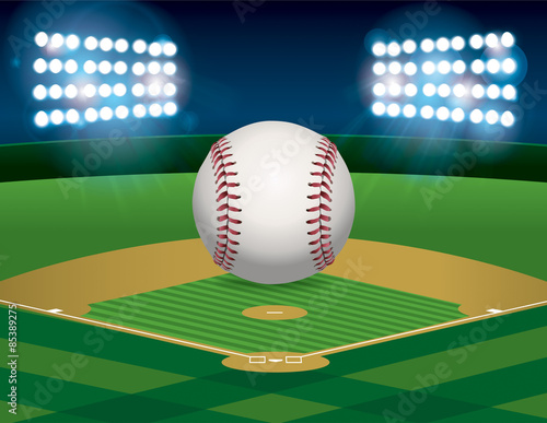 Baseball on Baseball Field Illustration