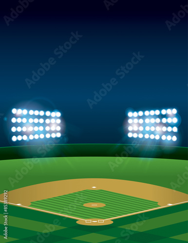 Baseball or Softball Field at Night