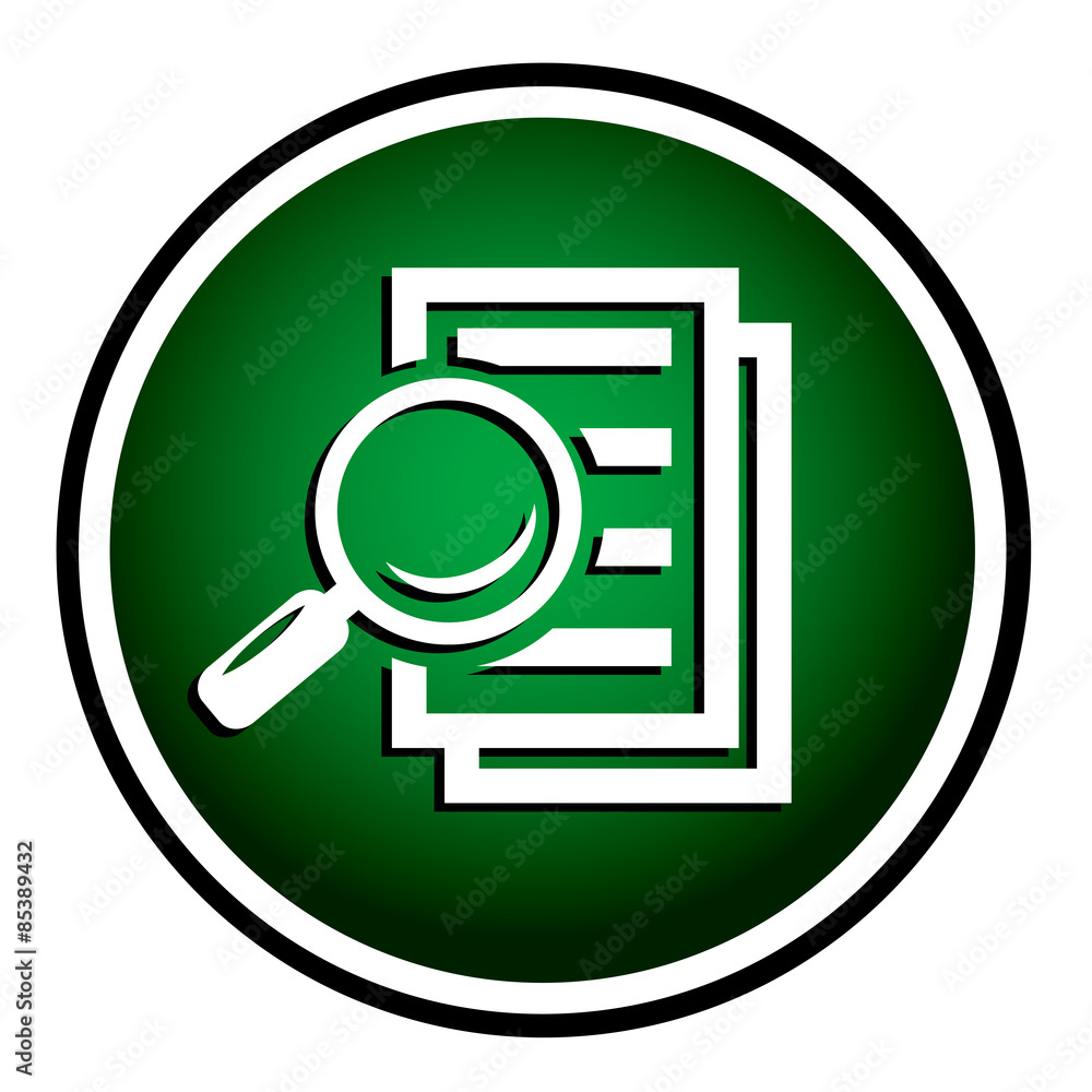Magnifying glass round green icon - search the document. Magnifying glass round green icon - search the document.