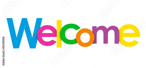 "WELCOME" overlapping letters vector icon