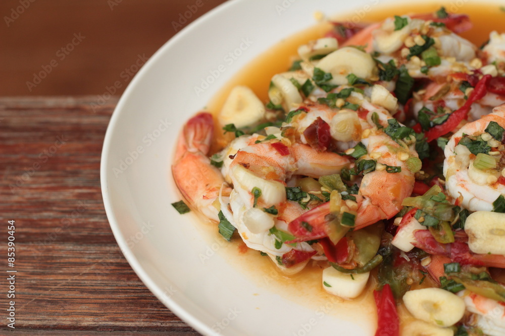 Spicy fresh shrimp - asia food