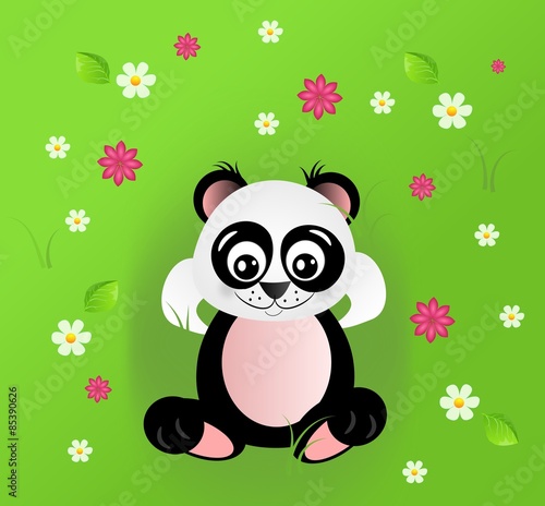 Fototapeta Naklejka Na Ścianę i Meble -  Cute panda in grass