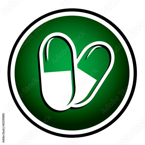 Pills green round icon