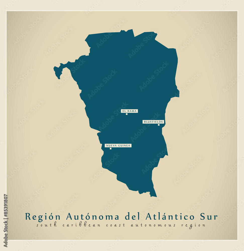 Modern Map - Region Autonoma del Atlantico Sur NI