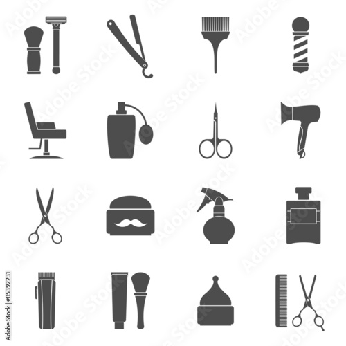 Barber shop vintage symbols in set
