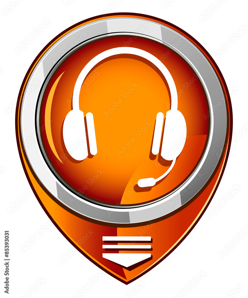 Vector orange pointer headset web icon design element. Vector orange pointer headset web icon design element.