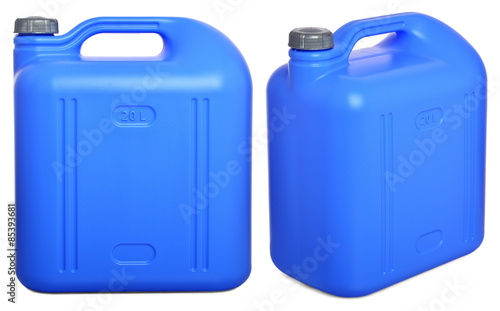 Bilde på lerret Set blue plastic canister isolated on white