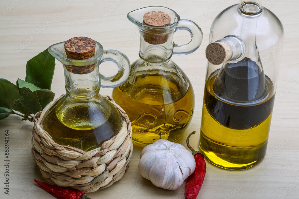Olive oil in the bottles Olive oil in the bottles