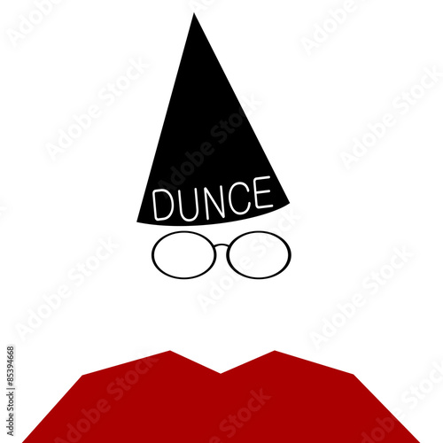man with dunce cap and wire frame glasses