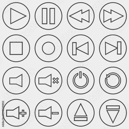 Media player outline icons